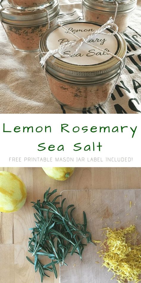 Rosemary Salt Recipe, Flavored Salts Recipes, Herb Salt Recipe, Rosemary Sea Salt, Infused Salt, Rosemary Salt, Mason Jars Labels, Homemade Spice Blends, Flavored Salts