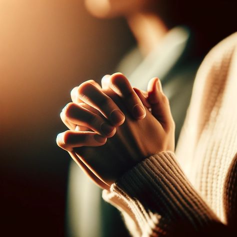 A close-up of two women's hands clasped together in prayer. The focus is on the hands, which are gently pressed together, fingers intertwined, symbolizing faith and devotion. The background is softly blurred, emphasizing the serenity and spiritual moment. The lighting is warm and soft, casting a gentle glow on the hands, highlighting the texture of the skin and the subtlety of the gesture. This image is designed to resonate with Bible readers, capturing a moment of prayer and reflection. Prayer Images Pictures, Prayer Background Images, Worship Hands, Fingers Intertwined, Prayer Background, Praying Hands Images, Prayer For Discernment, Prayer Hand, Christian Background Images