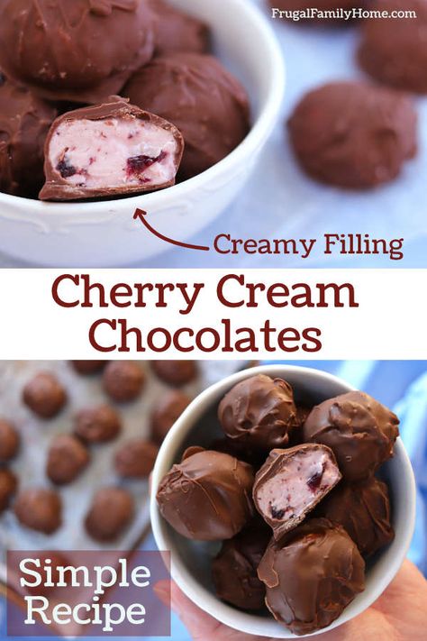 This homemade chocolates recipe is so good. The cherry cream filling is so buttery and creamy, surrounded by chocolate. You won’t have to buy chocolates again, you can make your own with this easy recipe. Our whole family loves it. #HomemadeCandy #easyhomemadedesserts #homemadechocolates Cream Fillings For Chocolates, Cream Filled Chocolate Candy Recipes, Chocolate Mold Filling Recipes, Filling Recipes For Chocolates, Cream Filled Candy Recipes, Cherry Filled Chocolates, Chocolate Cherry Truffles Recipe, Homemade Chocolate Filling Recipes, Cherry Candy Recipe