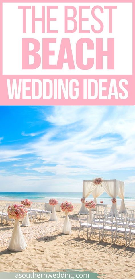 If you're planning seaside nuptials, there are some amazing ideas to make your beach wedding feel extra dreamy. From the perfect beach wedding dress to flower arrangements, there are amazing beach wedding ideas for every bride! #beachwedding #beachbride #beachweddingceremony #beachweddingreception #beachweddingdecor #beachweddingideas #beachweddingflowers #oceanwedding #waterfrontwedding Micro Beach Wedding, Beach Wedding Ceremony Ideas, Beach Wedding Ceremony Arch, Budget Beach Wedding, Weddings Under 5000, Southern Wedding Traditions, Small Beach Weddings, Wedding Ideas Beach, Simple Beach Wedding