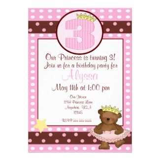 Teddy Bear Ballerina Birthday Party Invitation #pink #card #kids Ballerina Party Invitations, Ballerina Birthday Party Invitations, 3rd Birthday Invitation, Ballet Birthday Party, Girls 3rd Birthday, 1st Birthday Party For Girls, Ballerina Birthday Parties, Bear Invitations, 1st Birthday Invitation