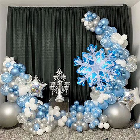 Snow Princess Birthday Party, Winter Wonderland-party, Baby Shower Balloon Decorations, Princess Birthday Party Decorations, Ballon Party, Garland Arch, Christmas Birthday Party, Winter Wonderland Party, Christmas Baby Shower