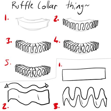 Tutorial-Ruffle Collar by JadeKingfisher on DeviantArt Clown Ruffle Collar Drawing, Ruffle Drawing Reference, Ruffle Collar Drawing, Ruffle Drawing, Drawing Ruffles, How To Draw Ruffles, Ruffles Drawing, Fashion Drawing Sketches, Fashion Illustrations Techniques