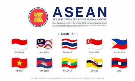 10 asean countries flag vector for digit... | Premium Vector #Freepik #vector #asian-flag #laos-flag #brunei #thailand-flag Bendera Laos, Asean Flag, Asean Countries, Laos Flag, Asian Flags, Cambodia Flag, Thailand Flag, Geography Quiz, Flags With Names