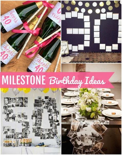 Milestone Birthday Ideas Milestone Party Decorations, Sentimental Birthday Party Ideas, Milestone Party Ideas, Milestone Birthday Table Decor, Milestone Birthday Decorations, Milestone Birthday Party Ideas, 40th Birthday Memory Ideas, 30th Birthday Photo Display, Milestone Birthday Ideas