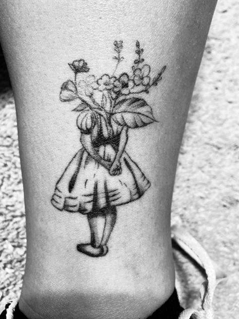 Minimal Alice In Wonderland Tattoo, Alison In Wonderland Tattoo, Alice In Wonderland Tattoo Black And White, Simple Alice In Wonderland Tattoo Quotes, Alice Teacup Tattoo, Classic Alice In Wonderland Tattoo, Alice In Wonderland Line Tattoo, Unique Alice In Wonderland Tattoo, Alice In Wonderland Butterfly Tattoo