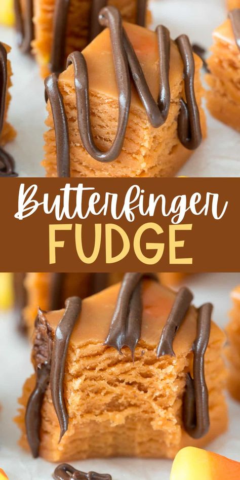 Fudge With Candy Corn, Butter Finger Fudge, Candy Corn Peanut Butter Fudge, Butterfinger Candy Corn, Fudge Made With Candy Corn, Wow Butter Recipes, Candy Corn Butterfinger Fudge, Candy Corn Butterfingers, Recipes Using Candy Corn