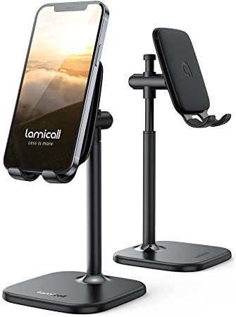 Amazon.com: Cell Phone Stand, Lamicall Phone Holder - Height Angle Adjustable Mobile Phone Stand for Desk, Office, Compatible with iPhone 13, 13 Pro, Pro Max, Mini 12 11 X Xr 8 7 6 Plus, 4-10'' Cellphone & Tablet : Cell Phones & Accessories Adjustable Phone Stand, Desk Phone Holder, New Mobile Phone, Phone Stand For Desk, Phone Dock, Mobile Phone Stand, Best Cell Phone, Cell Phone Stand, Tablet Stand