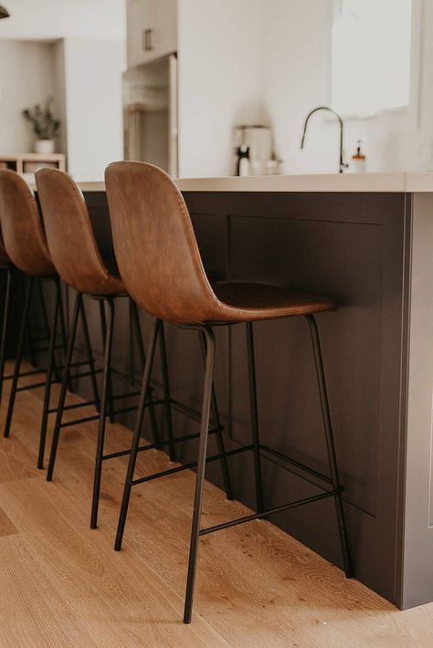 Stools With Backs For Kitchen Island, Leather Dining Room Chairs Modern, Barstool Chairs Kitchen Counters, Leather Kitchen Bar Stools, Bar Stools Basement, Bar Area Rug, Comfy Counter Stools, Bar Stool And Dining Chair, 2023 Bar Stools