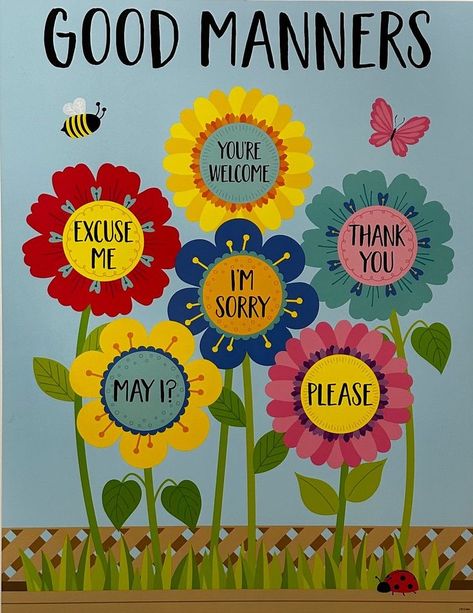 Garden Of Good Manners, Good Manners Chart, Manners Chart, Room Wall Decor Ideas, Good Manners, Kids Room Wall Decor, Wall Decor Ideas, Kids Room Wall, Room Wall Decor