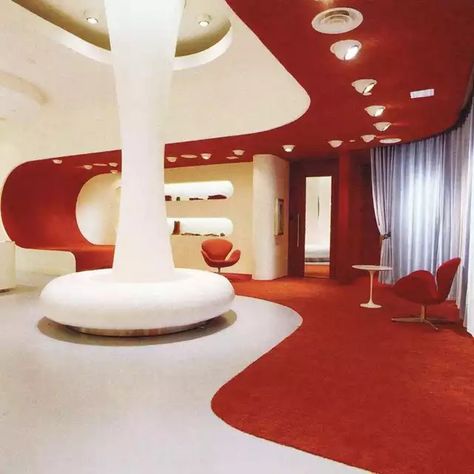 Retro Futurism Interior, Futurism Architecture, Space Age Interior, Retro Futuristic Interior, 70s Interior Design, 80s Interior Design, 80s Interior, 70s Interior, Retro Interior Design