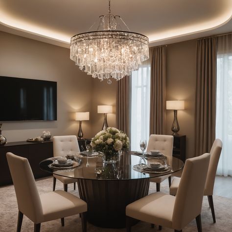 ⚠️LINK IN BIO⚠️ An elegant contemporary dining room with a glass-top table, stylish chairs, and a stunning chandelier as the centerpiece. #DiningRoom #Contemporary #Elegant #GlassTopTable #Chandelier Stunning Chandelier, Contemporary Dining Room, Stylish Chairs, Contemporary Dining, Top Table, Glass Top Table, Link In Bio, Dining Room, Glass