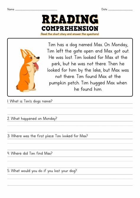 Short Story with Questions 2nd Grade Reading Comprehension Reading And Questions Worksheets, Reading For Comprehension, Reading 2nd Grade Worksheets, English Comprehension For Grade 2, 2nd Grade Reading Comprehension Lessons, Grade 1 Short Stories, Short Comprehension For Kindergarten, English 2nd Grade, Short Story With Comprehension Questions