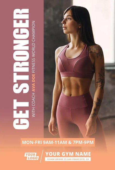 #Fitness #Workout #Flyer Personal Trainer Flyer Templates, Fitness Flyer Design Personal Trainer, Workout Poster Design, Personal Trainer Flyer, Fitness Flyer Design, Fitness Ads, Surfer Workout, Gym Advertising, Women Cardio Workout