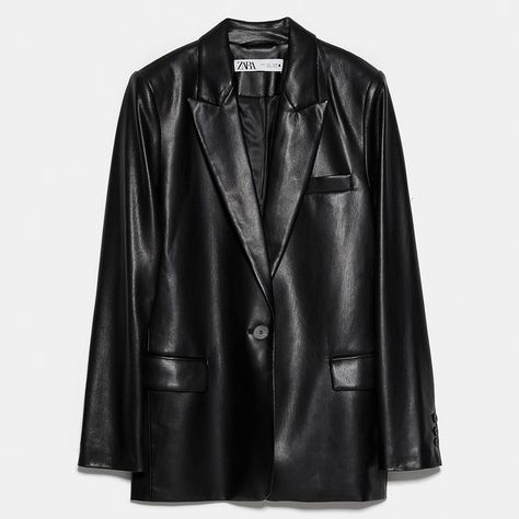 Zara Faux Leather Blazer Faux Leather Blazer, Png Clothes, Blazer Zara, Black Leather Blazer, 가을 패션, Leather Blazer, Black Leather Jacket, Faux Leather Jackets, Dream Clothes