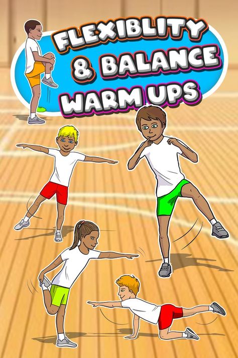 Warm Up For Kids, Gym Class Ideas, Sports Lesson Plans, Stretches For Kids, Kids Exercise Activities, Gymnastics Lessons, Gym Games For Kids, Elementary Physical Education, Elementary Pe