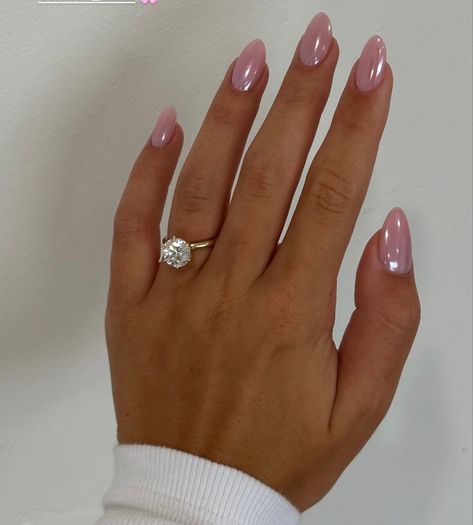 @andrianaxpekun Baby Pink Glazed Nails, Pink Glaze Nails, Pink Glazed Nails, Winter Nails Pink, Pink Shimmer Nails, Glaze Nails, Wicked Nails, Glazed Nails, Nails November