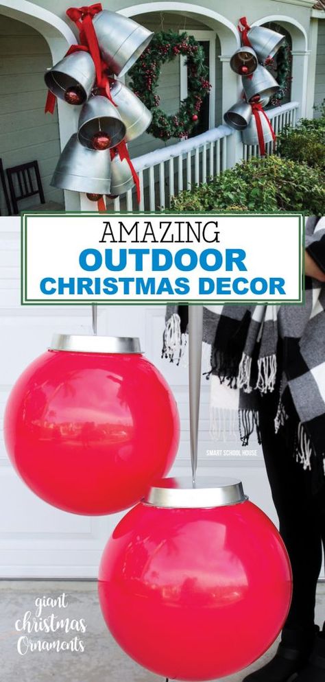 Outdoor Christmas Decor Outdoor Christmas Diy, Giant Christmas Ornaments, Smart School House, Outside Christmas Decorations, Diy Christmas Lights, Outdoor Christmas Decor, Smart School, Christmas Yard Decorations, Diy Outdoor Decor