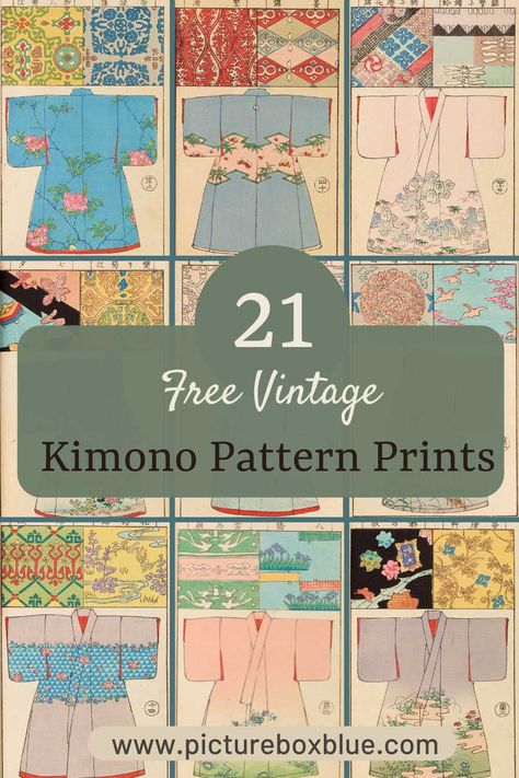 Discover 21 free, public domain Kimono prints from Hironobu Asai’s Moyō Bijutsu Benran. Perfect for art enthusiasts and designers! Sew A Kimono Free Pattern, Free Kimono Sewing Pattern, Kimono Outer Pattern, Kimono Design Pattern, Easy Kimono Pattern, Kimono Jacket Pattern Free, Kimono Robes Pattern, Patron Kimono, Kimono Pattern Design