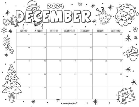 December Calander Doodles, December Calendar Doodles, Advent Calendar Coloring Page, Calendar For December 2024, December Calender 2024 Printable, Coloring Calendar 2024, Christmas Print Ideas, December Calendar 2024 Christmas, December Calendar 2024 Aesthetic