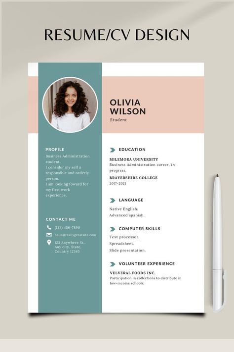 resume/cv Cv Format For Students, Cv For Students, Cv Design Template Free, Best Cv Template, Cv Design Professional, Resume Designer, Cv Original, Professional Resume Examples, Unique Resume