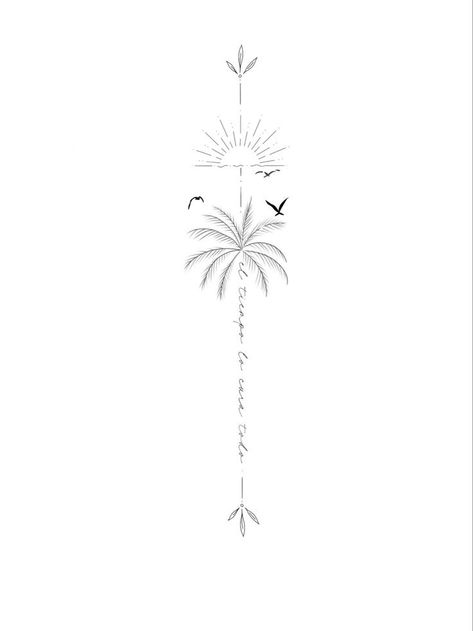 Divi Divi Tree Aruba Tattoo, Back Tattoos In Spanish, Vertical Beach Tattoo, Hawaiian Memorial Tattoo, Spain Related Tattoos, Beachy Spine Tattoos For Women, Spine Tattoo In Spanish, Mexico Vacation Tattoo Ideas, Tattoos To Get In Mexico