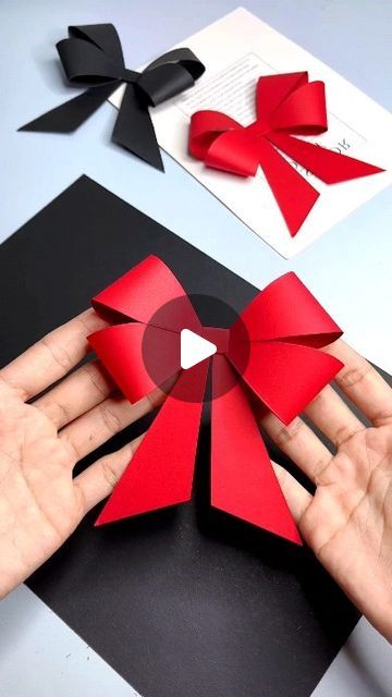 How To Make A Bow With Paper, Oragami Bow, Bow Origami, Paper Bows, Paper Bow, December 4, Diy Paper, Kids And Parenting, Paper Craft