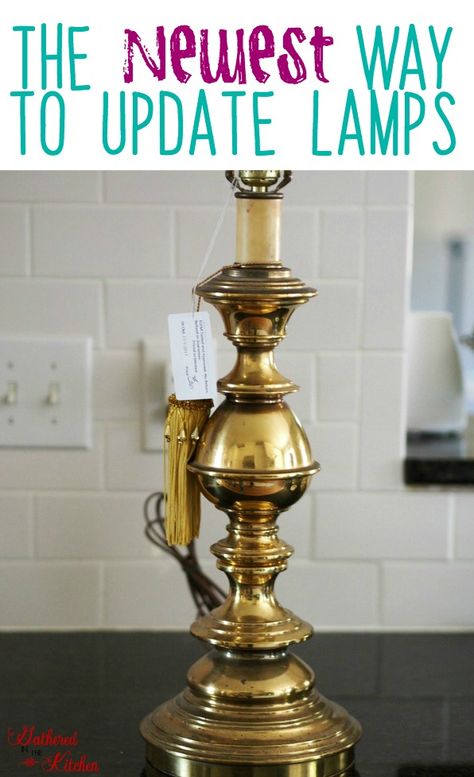 DIY Rubbed Gold Thrift Store Lamp Makeover Rub 'n Buff Tutorial - Gathered In The Kitchen Diy Lamp Base, Refurbished Lamps, Diy Lamp Ideas, Thrift Store Lamp Makeover, Gold Lamp Base, Farmhouse Lamp, Lamp Redo, Diy Lamp Makeover, Rub And Buff