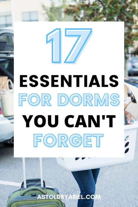 List Of College Dorm Essentials, What You Need For College Dorm Room, List Of Dorm Room Essentials, College Dorm Essentials List, Dorm Room Laundry Ideas, Rug For Dorm Room, Items For College Students, Dorm Room Supplies List, Dorm Life Essentials