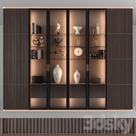 3d models: Wardrobe & Display cabinets - Rimadesio Modulor cabinet Modern Pedestal Sink, Living Room Cupboards, Ruang Tv, Crockery Cabinet, Crockery Unit Design, Display Cabinet Design, Glass Cupboard, Crockery Design, Crockery Unit