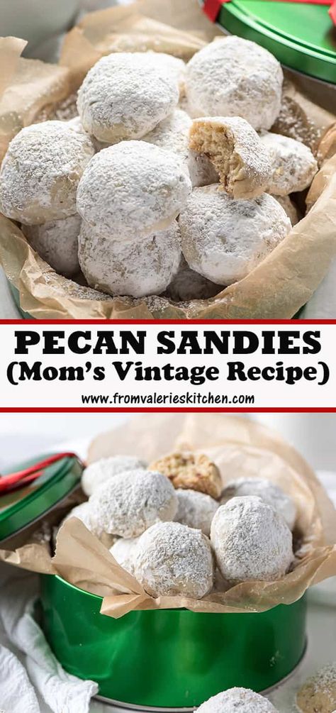 Vintage Christmas Dessert Recipes, Vintage Baking Recipes, Sandies Cookies Recipes, Vintage Cookie Recipes, Vintage Christmas Cookies, Pecan Sandies Cookies, Sandies Cookies, Sandies Recipe, Vintage Christmas Recipes