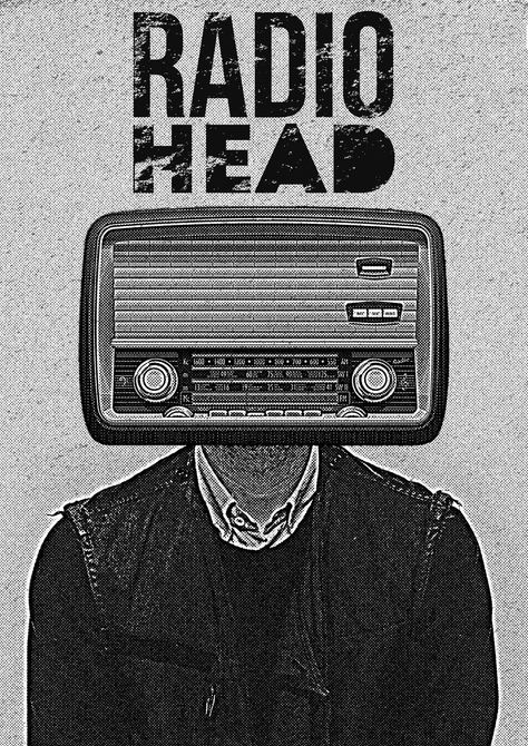 Radiohead Poster, Lady Cave, Radio Head, Old Radio, Grunge Posters, Wal Art, Rock Band Posters, Vintage Music Posters, Band Poster