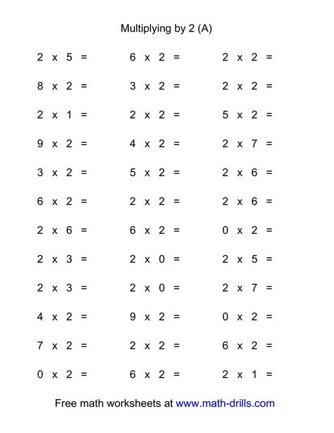 The 36 Horizontal Multiplication Facts Questions -- 2 by 0-9 (All) Math Worksheet from the Multiplication Worksheets Page at Math-Drills.com. Multiplication Printables, Maths Times Tables, Free Multiplication Worksheets, Times Tables Worksheets, Printable Multiplication Worksheets, Multiplication Facts Worksheets, Math Multiplication Worksheets, Multiplication Worksheet, October Math