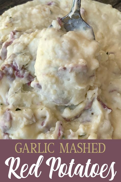 Garlic Mashed Red Potatoes with the skin-on taste fancy like a steakhouse side dish, but are easy enough to make any day of the week. Butter and sour cream or cream cheese are added to create the best creamy mashed red potatoes our family eats! Garlic Mashed Red Potatoes, Instant Pot Garlic Mashed Potatoes, Mashed Potatoes With Skin, Garlic Red Mashed Potatoes, Red Skin Mashed Potatoes, Cream Cheese Mashed Potatoes, Instant Pot Mashed Potatoes, Mashed Red Potatoes, Cream Cheese Potatoes