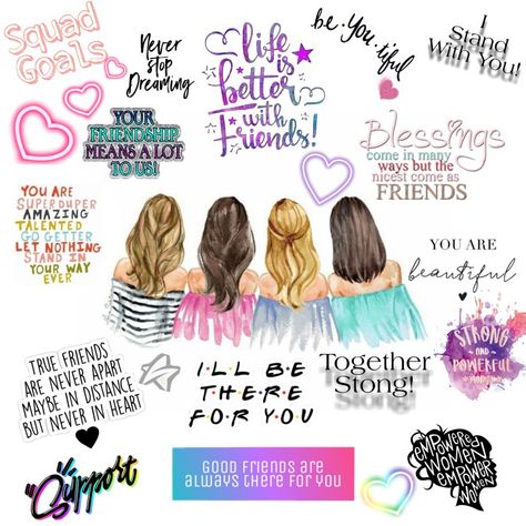 Best Friends Calligraphy, Friendship Collage Ideas, Friendship Journal Ideas Best Friends, Bff Stickers, Nice Dp For Whatsapp, Good Truth Or Dares, Friendship Poster, We Are Stronger Together, Anniversary Songs