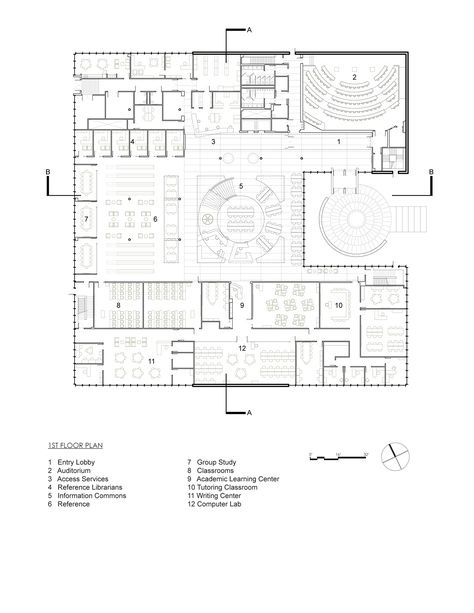 Cultural Center Floor Plan, School Library Floor Plan, Culture Center Plan, Library Floor Plan Architecture, Floor Plan Architecture, Library Floor Plan, School Floor Plan, Library Plan, Plan Architecture