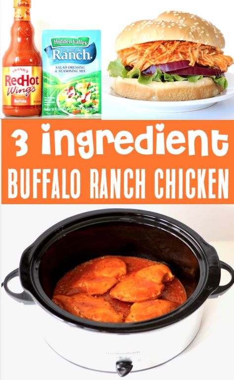 Buffalo Chicken Recipe, Ranch Chicken Crockpot, Chicken Buffalo, Dinner Videos, Buffalo Ranch Chicken, Crockpot Buffalo Chicken, Slider Rolls, Buffalo Chicken Recipes, Crockpot Chicken Breast