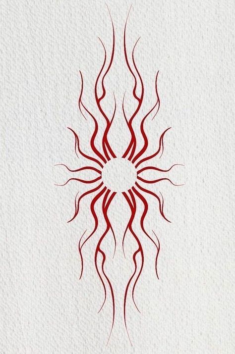 Cool Tattoos To Draw On Yourself, Fire Spirit Tattoo, Abstract Design Tattoo, Ring Around Arm Tattoo, Fine Point Tattoo, Free Line Tattoo, Sun Lower Back Tattoo, Front Hip Tattoos Women, Big Sun Tattoo