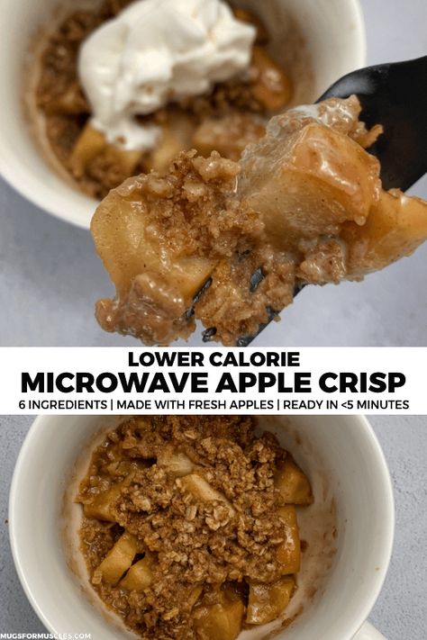 Microwave Apple Crisp, Microwave Apple, Microwave Apples, Apple Crisp Recipe, 5 Minute Meals, Cake Mug, Breakfast Prep, Apple Crisp Recipes, Low Calorie Desserts