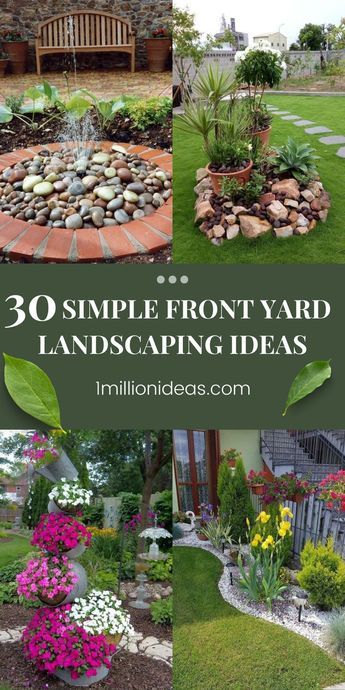 Landscape Ideas Front Yard Curb Appeal, Front Lawn Landscaping, Simple Front Yard, Small Front Yard Landscaping, Front Yard Design, Front Yard Garden Design, Easy Landscaping, Front Landscaping, Rock Garden Landscaping