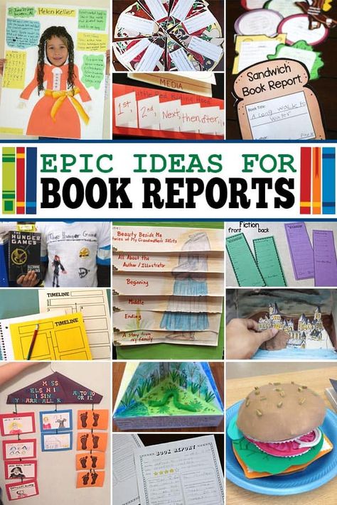 Book Report Projects Elementary, Book Report Ideas Middle School, Book Report Ideas Elementary, Kindergarten Book Report, Book Report Ideas, Creative Book Report, Books And Crafts, 5th Grade Books, 4th Grade Books