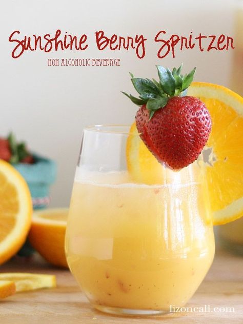 Sunshine Berry Spritzer - Non Alcoholic Beverage #15MinuteSuppers - Liz on Call Breakfast Punch, Brunch Punch, Breakfast Drinks, Non Alcoholic Punch, Southern Breakfast, Party Punch Recipes, Alcoholic Punch, Brunch Drinks, Alcoholic Beverage