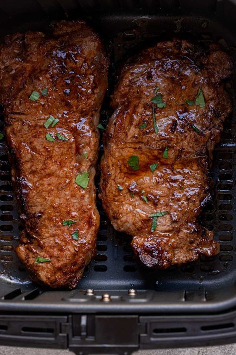 Ny Strip Steak Recipes, Air Fry Steak, Strip Steak Recipe, Ribeye Steak Recipes, Steak Sandwiches, Air Fryer Steak, New York Strip, Ny Strip Steak, Ny Strip