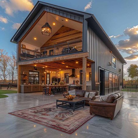 Exclusive 35 X 90 Barndominium With 1,400 Sq. Ft. Garage | Floor Plan 10347ECL 2 Level Barndominium, Barndominium Ideas With Big Garage, Barndominium Ideas Cabin, Tiny House Loft Floor Plans, Barndominium With Deck, Barndo With Foyer, Huge Barndominium Floor Plans, 40x100 House Plans, Steel Frame Barndominium