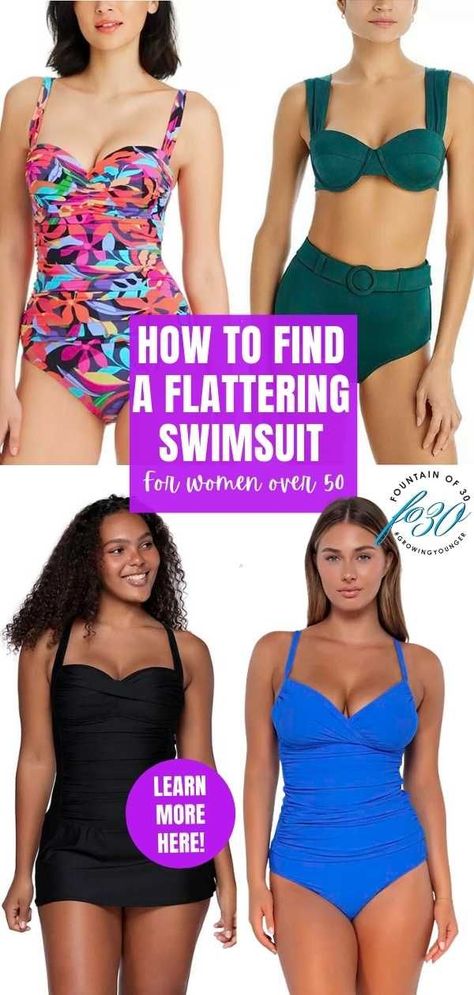 Are you ready to hit the beach or pool? You'll feel comfortable and look your best in these flattering swimsuit styles for women over 50. #swimwear #summerfashion #fashion #swimsuits #over50 Women Over 50 Swimwear, Styles For Women Over 50, Shapewear Swimsuit, Swimsuit Styles, Underwire Tankini Tops, Flattering Swimsuits, Size 12 Women, Swimsuits For Women, Perfect Swimsuit