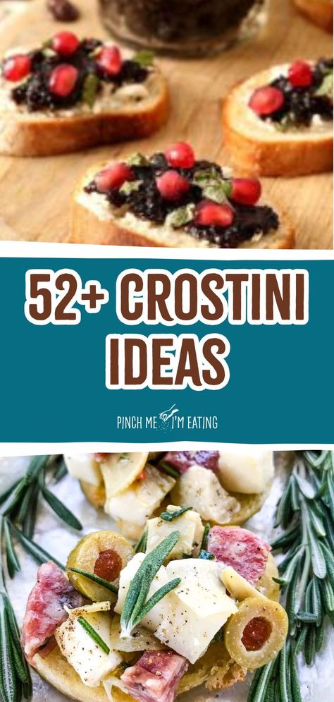 Discover over 52 crostini recipes perfect for any season. These delicious appetizers feature a variety of toppings, including goat cheese, figs, and roasted vegetables. Impress your guests with these easy-to-make and versatile crostini ideas for every occasion. Crostini Appetizers Halloween, What To Serve With Crostini, Boursin Crostini Appetizers, Pear Crostini Appetizers, Cold Crostini Appetizers, Fig And Goat Cheese Crostini, Crostini Board Ideas, Crostini Recipes Appetizers, Easy Crostini Appetizers