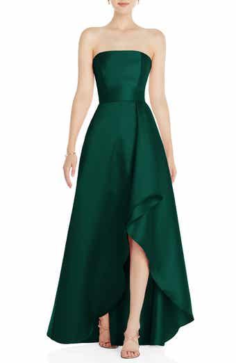 Alfred Sung Jersey & Mikado A-Line Gown | Nordstrom Dessy Collection, Alfred Sung, Trumpet Gown, Ball Gown Skirt, Mermaid Gown, Dresses Elegant, Satin Gown, Chiffon Gown, Pleated Fabric