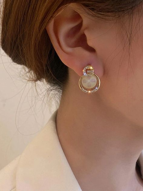 Cubic Zirconia Decor Round Stud Earrings | SHEIN USA Gold Earrings Models, Fashion Enthusiast, Jewelry Birthday, Fancy Jewellery, Gold Earrings Designs, Round Stud Earrings, Wedding Jewelry Earrings, Birthday Jewelry Gift, Trendy Designs