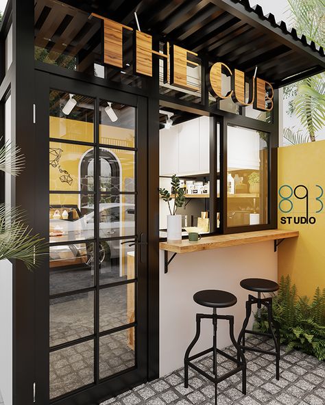 Small Takeaway Cafe, Micro Cafe Design, Takeaway Cafe Design, Kiosk Cafe Design, Small Takeaway Restaurant Design, Mini Cafe Design Coffee Shops, Takeaway Restaurant Design, Restaurant Front Design, Coffee Shop Front Design