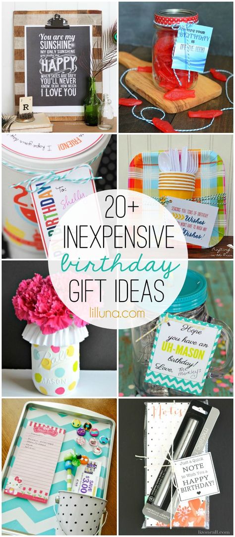 20+ Inexpensive birthday gift ideas - must check out all these good ideas for easy and inexpensive gifts! on { lilluna.com } Inexpensive Birthday Gifts, Diy Gifts For Christmas, Cheap Birthday Gifts, Inexpensive Gifts, Good Ideas, Crafty Gifts, Diy Gifts For Boyfriend, Inexpensive Gift, Diy Birthday Gifts